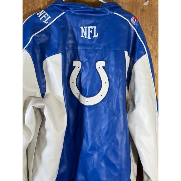Indianapolis Colts Jacket Mens‎ Sz XL Vinyl Full Zip Blue White NFL Team Apparel - Picture 10 of 10